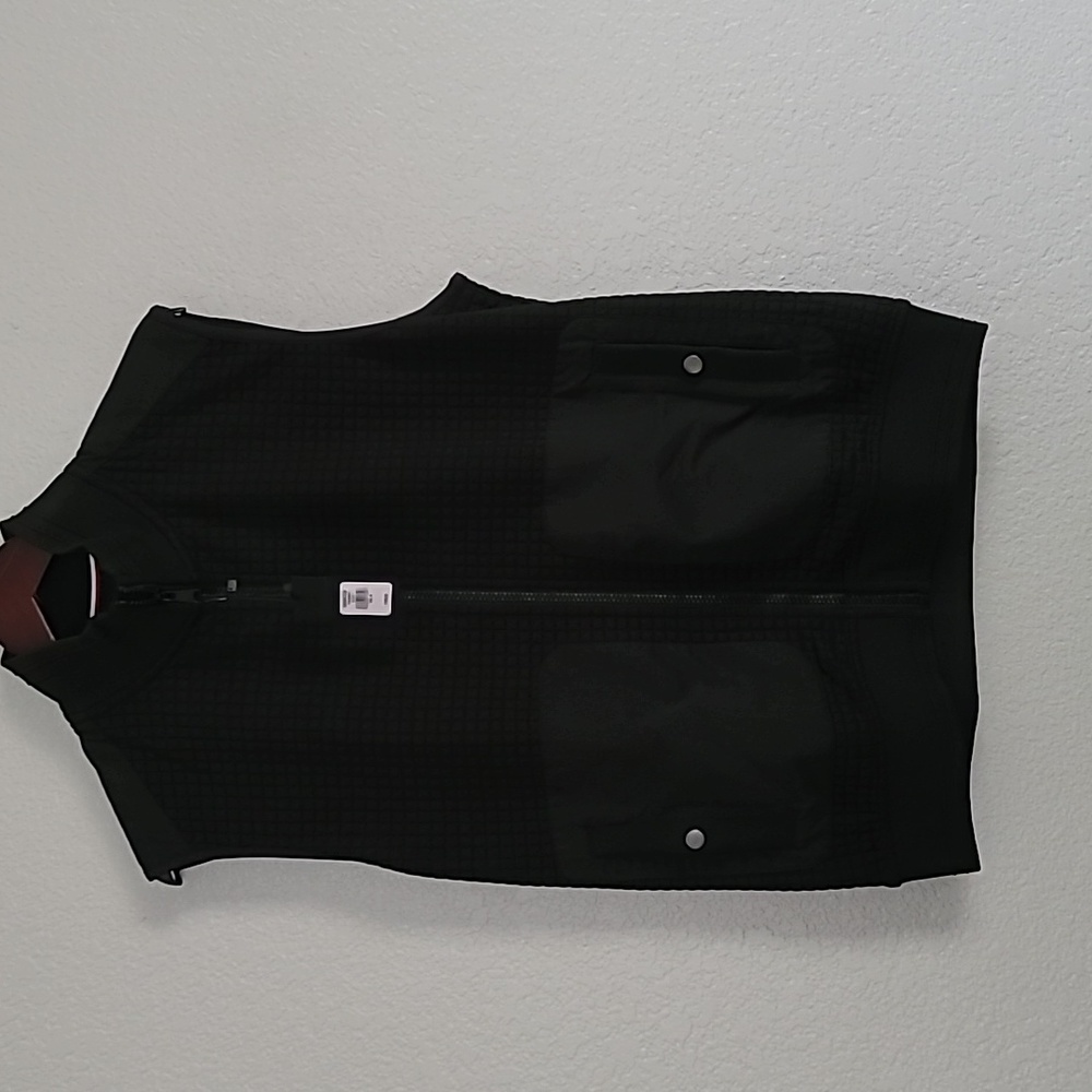 Bugatchi Black Paneled Casual Zip Up Vest  Medium